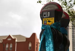 Image: What are those teal ribbons downtown for?